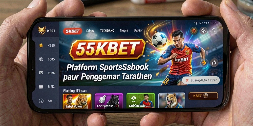 Screenshot utama 55KBET menampilkan antarmuka Sportsbook yang menarik.