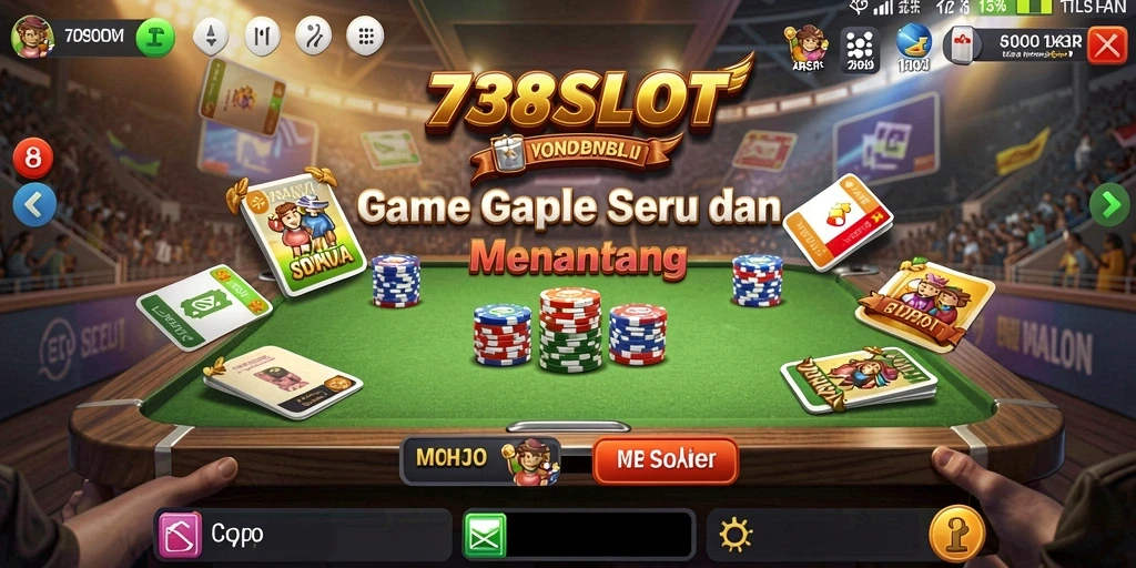Screenshot gameplay 738SLOT yang menampilkan suasana permainan Gaple yang seru.