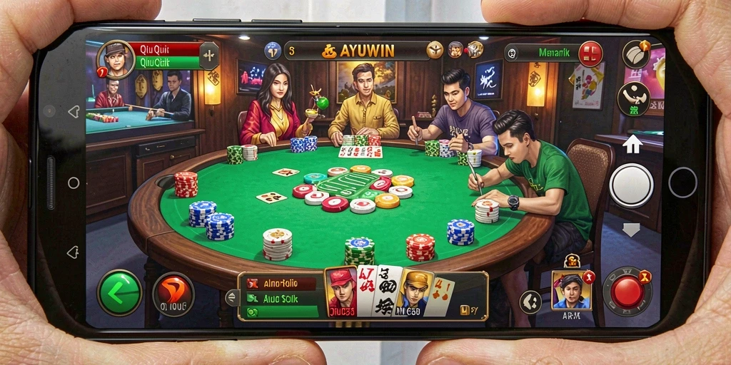 Tampilan menarik dari gameplay QiuQiu AYUWIN, cocok untuk segala usia.