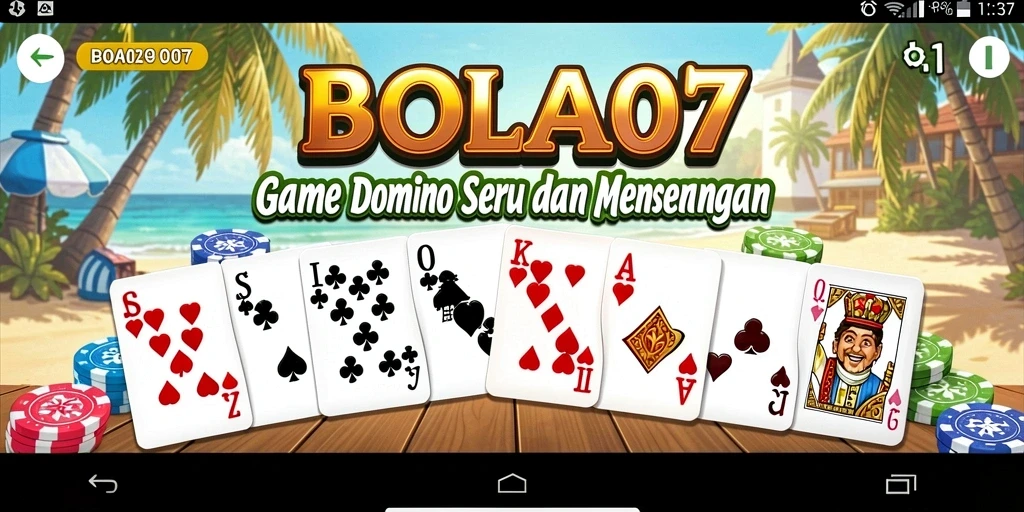 Screenshot dari gameplay BOLA07 yang menampilkan serunya bermain Domino.