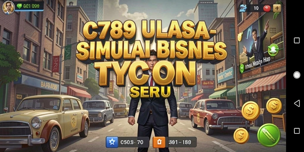 Tampilan gameplay C789 menampilkan aksi manajemen bisnis yang intens.