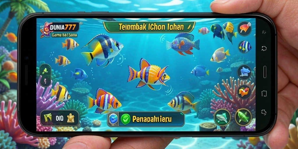 Gameplay seru Tembak Ikan di DUNIA777, penuh warna dan tantangan.