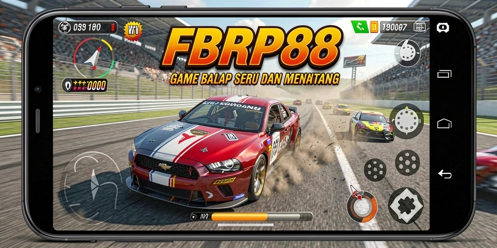 Screenshot dari gameplay FBRP88 menampilkan aksi balap mendebarkan.