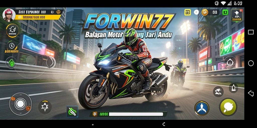 Tampilan menarik dari gameplay balapan motor yang mendebarkan.