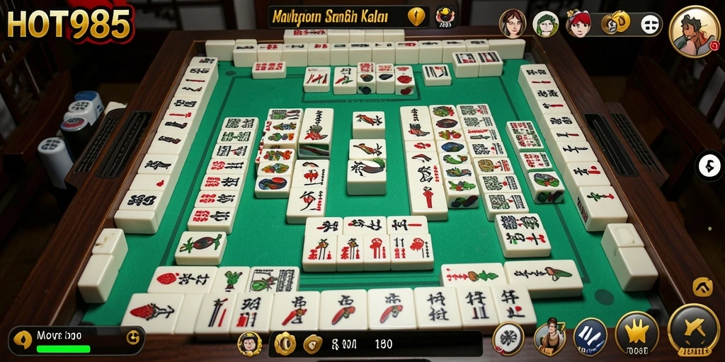 Tangkapan layar gameplay HOT985 menunjukkan keseruan permainan Mahjong.