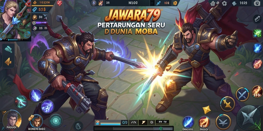 Tampilan seru pertarungan epik dalam JAWARA79 MOBA.