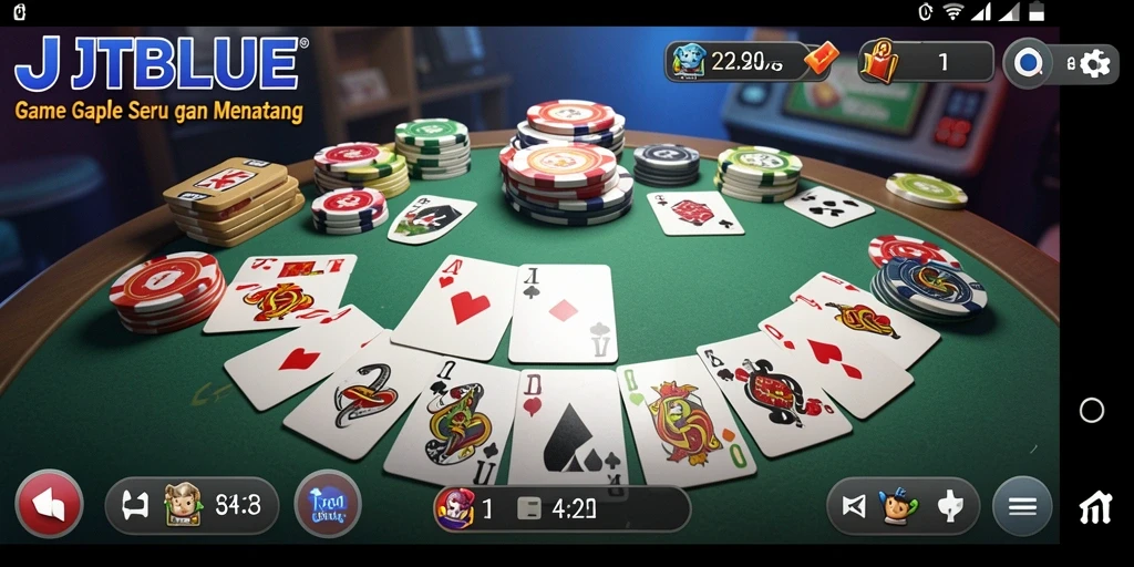 Gameplay seru JTBLUE dalam permainan Gaple yang menantang.