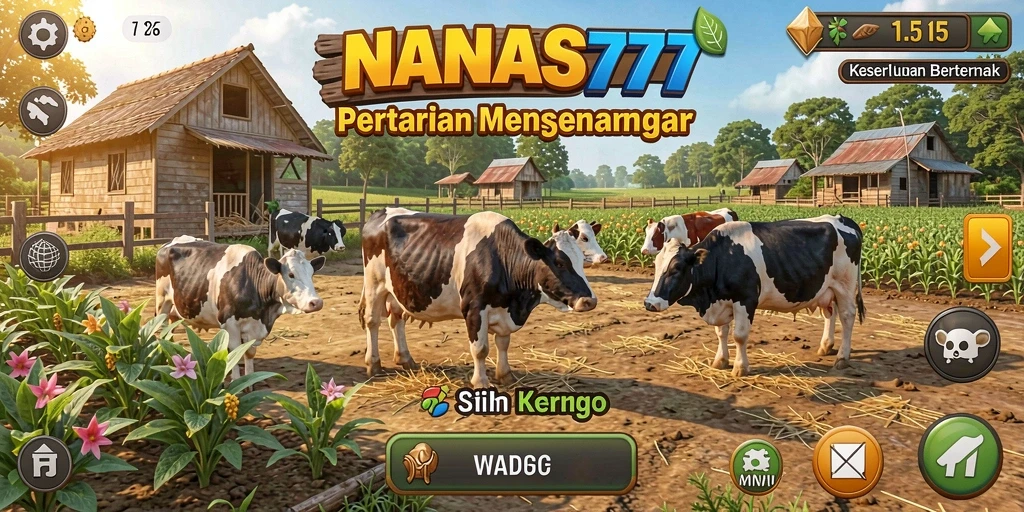 Gameplay seru NANAS777: Pertanian dan berternak dengan grafis menawan.
