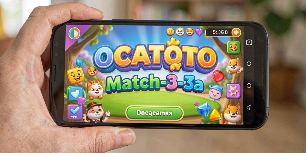 Tampilan gameplay OCATOTO yang penuh warna dan menarik.