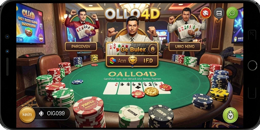 Screenshot gameplay OLLO4D yang menampilkan suasana poker yang menegangkan.