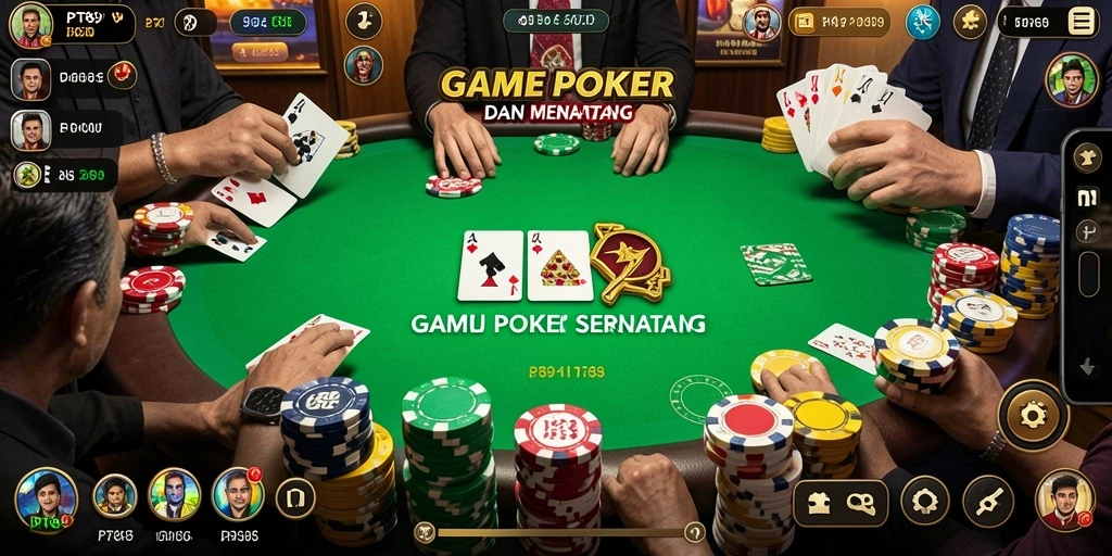 Screenshot gameplay PT89 yang menampilkan suasana permainan poker.