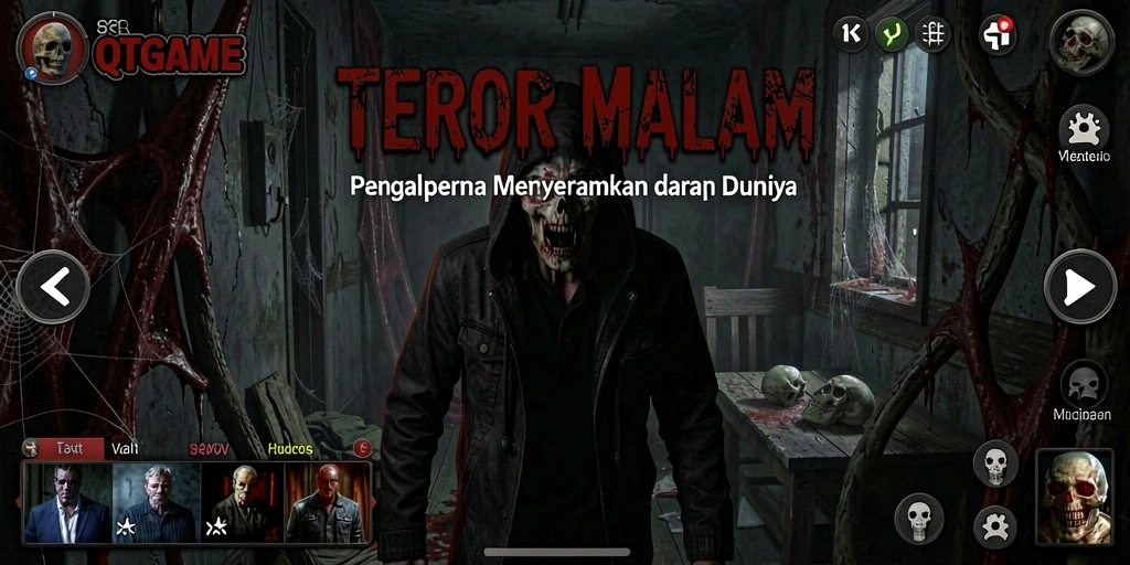 Screenshot dari gameplay QTGAME yang menampilkan suasana Horror yang mencekam.