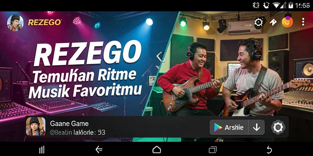 Tangkapan layar dari gameplay <strong>REZEGO</strong> yang menampilkan interaksi musik.