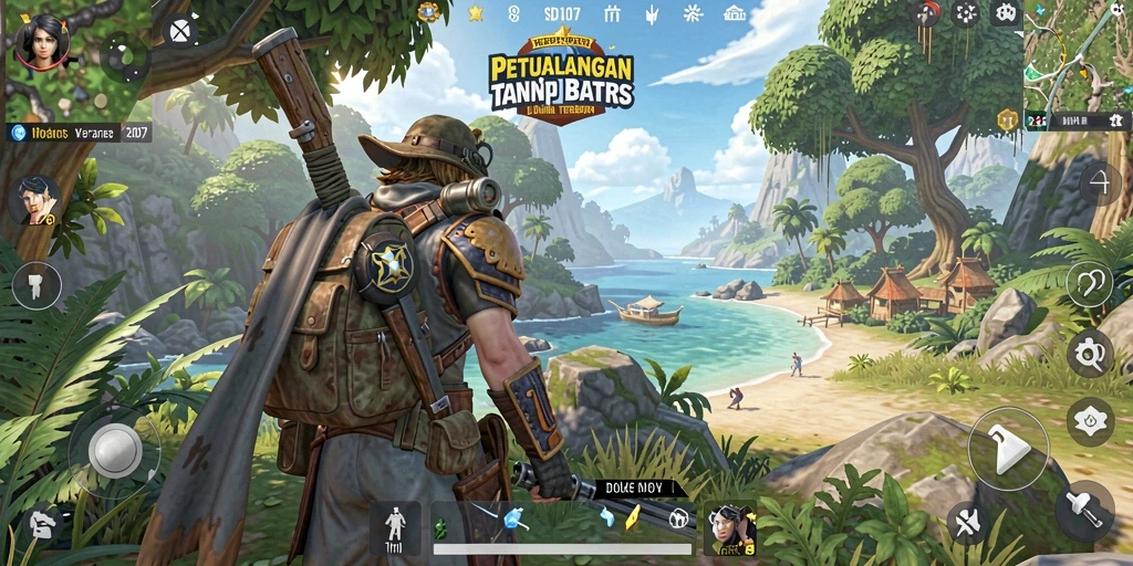Screenshot gameplay SD107 menampilkan eksplorasi dunia terbuka yang memukau.