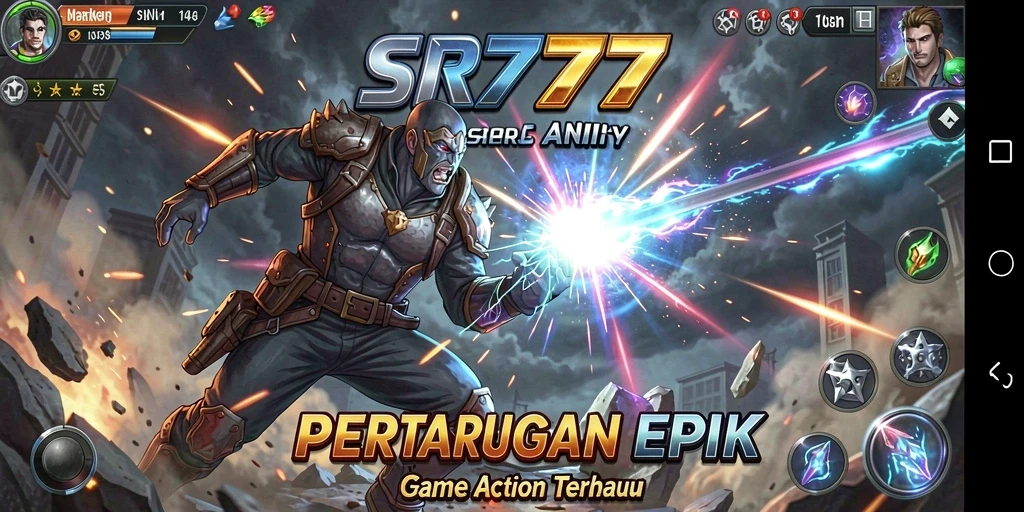Tampilan aksi mendebarkan dalam gameplay SR777.