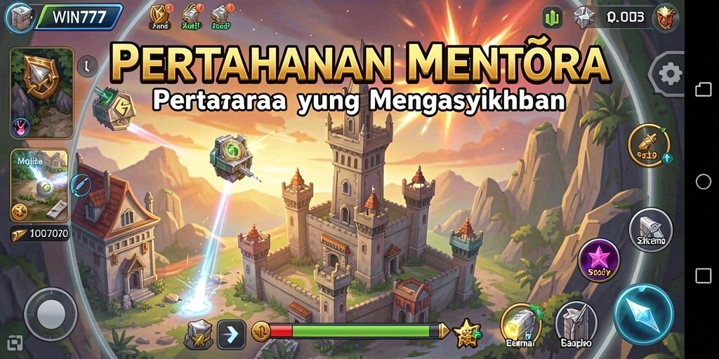 Screenshot WIN777 menampilkan aksi menegangkan dalam gameplay Tower Defense.